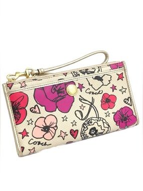 Vintage Coach Poppy Kyra Floral Graffiti Sateen Wallet Wristlet Y2K Rare